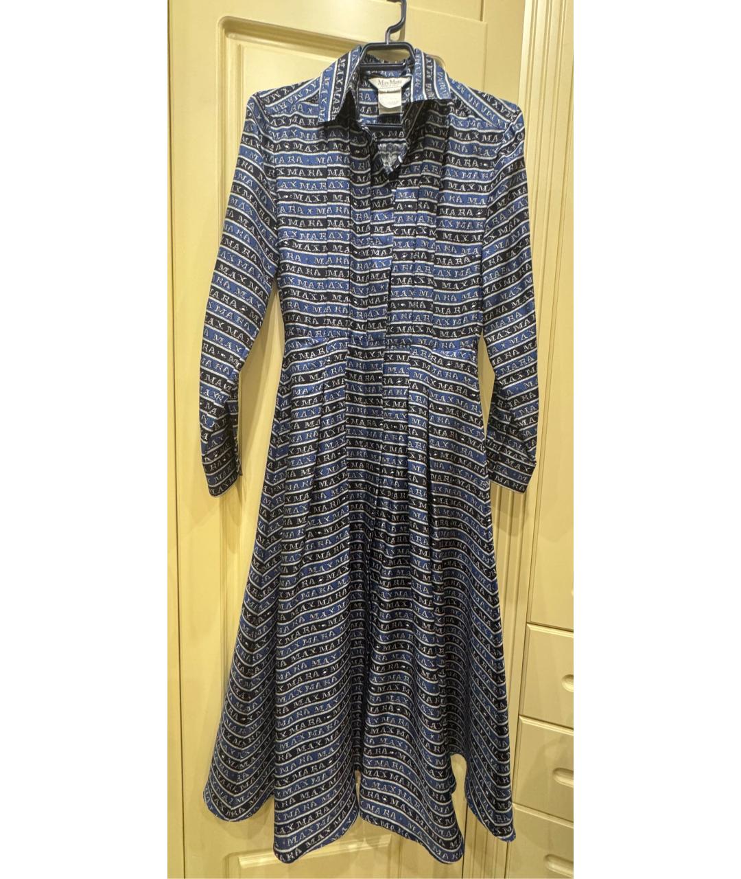 MAX MARA Синее шелковое платье, фото 5
