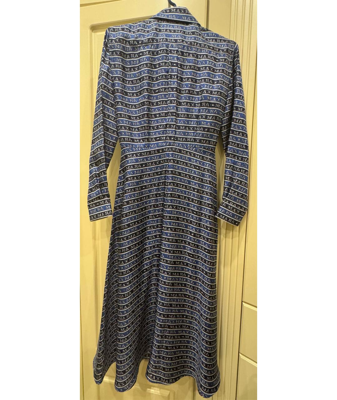 MAX MARA Синее шелковое платье, фото 2