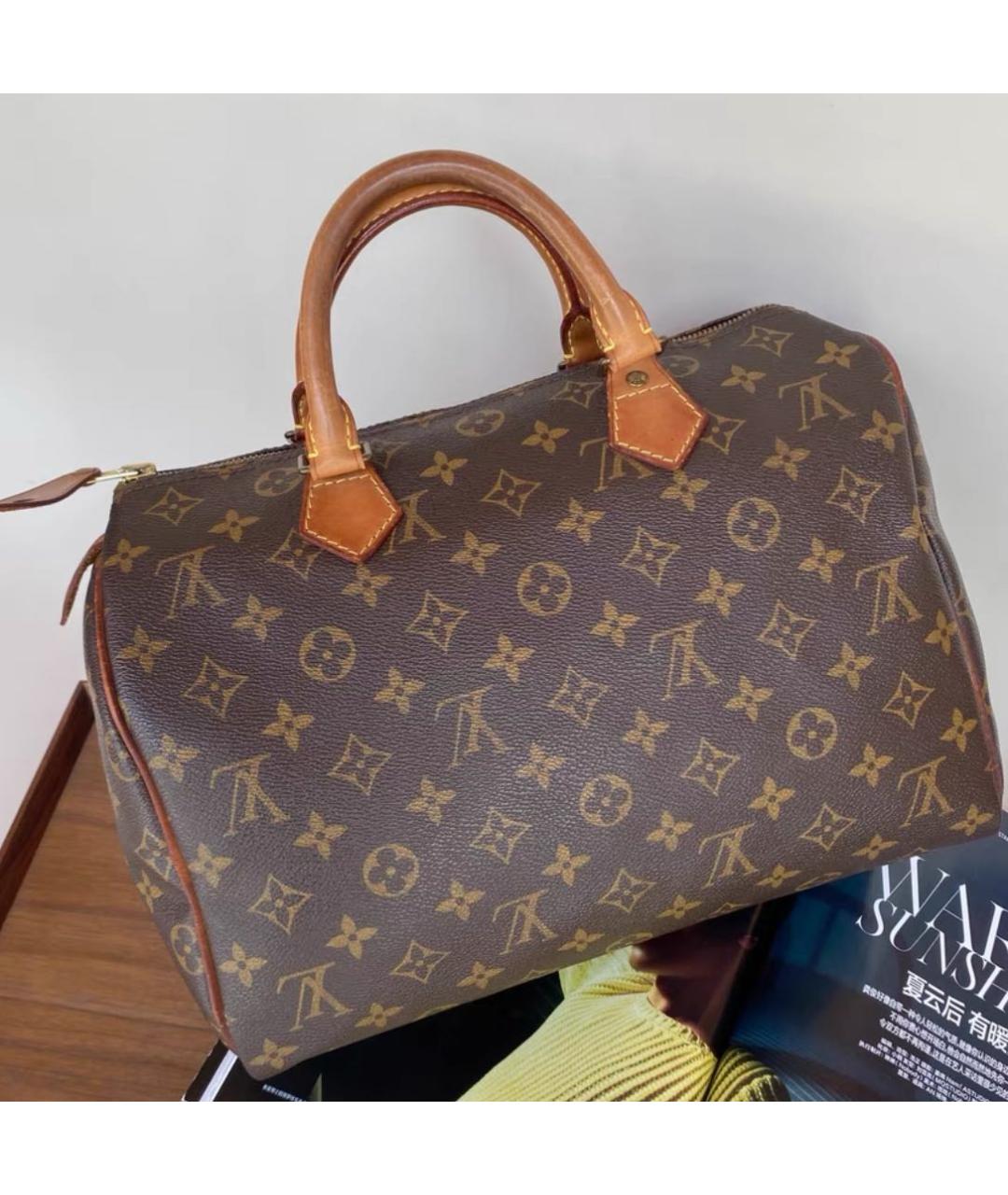 LOUIS VUITTON Коричневая кожаная сумка с короткими ручками, фото 2