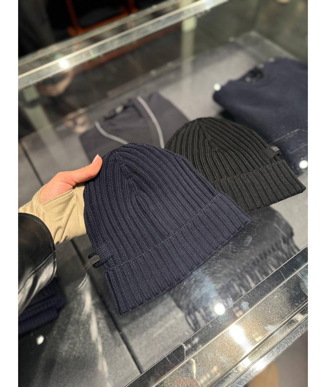 PRADA Темно-синяя шерстяная шапка, фото 2