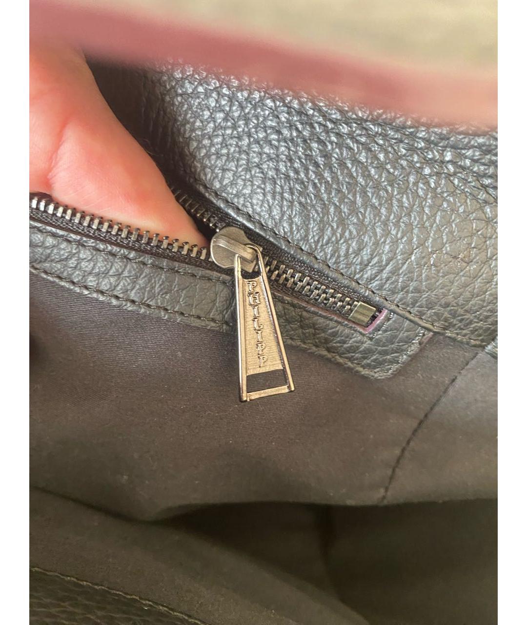 PHILIPP PLEIN Черная кожаная сумка с короткими ручками, фото 8