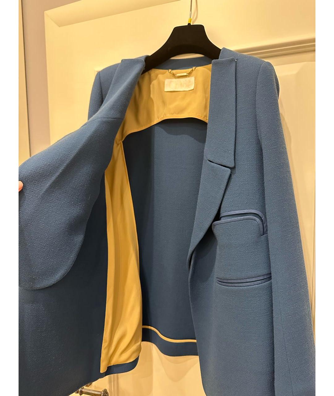 CHLOE Голубой шерстяной жакет/пиджак, фото 4