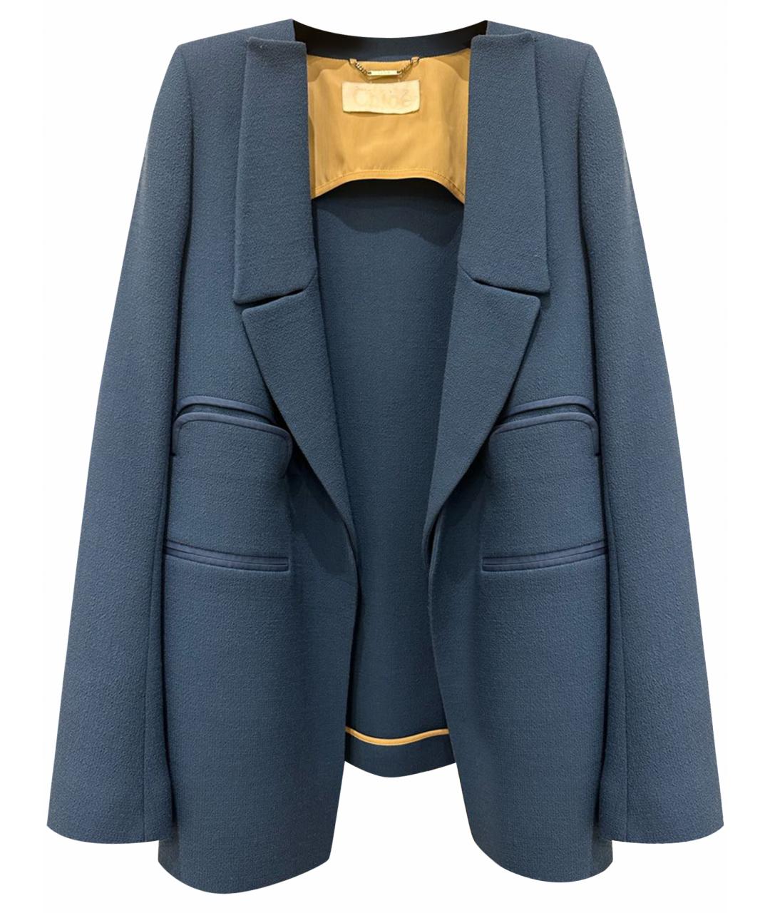 CHLOE Голубой шерстяной жакет/пиджак, фото 1