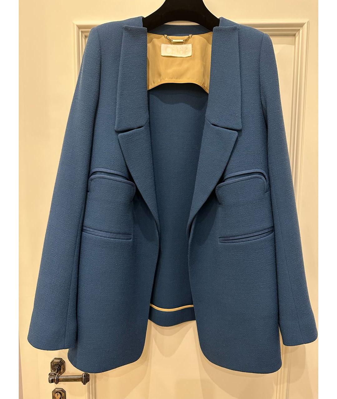 CHLOE Голубой шерстяной жакет/пиджак, фото 7