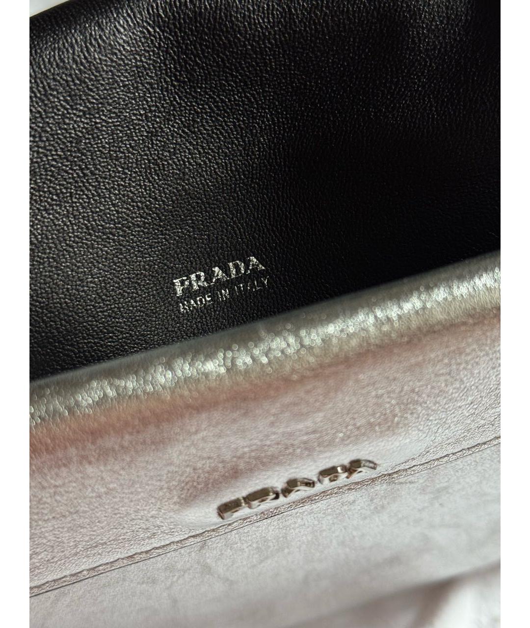 PRADA Серебряная кожаная сумка через плечо, фото 4