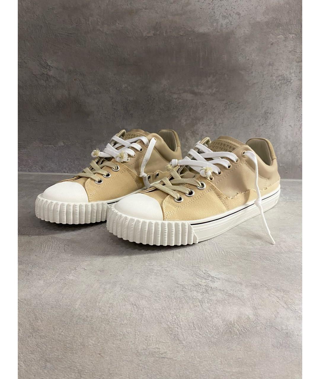 MAISON MARGIELA Бежевые кожаные низкие кроссовки / кеды, фото 2