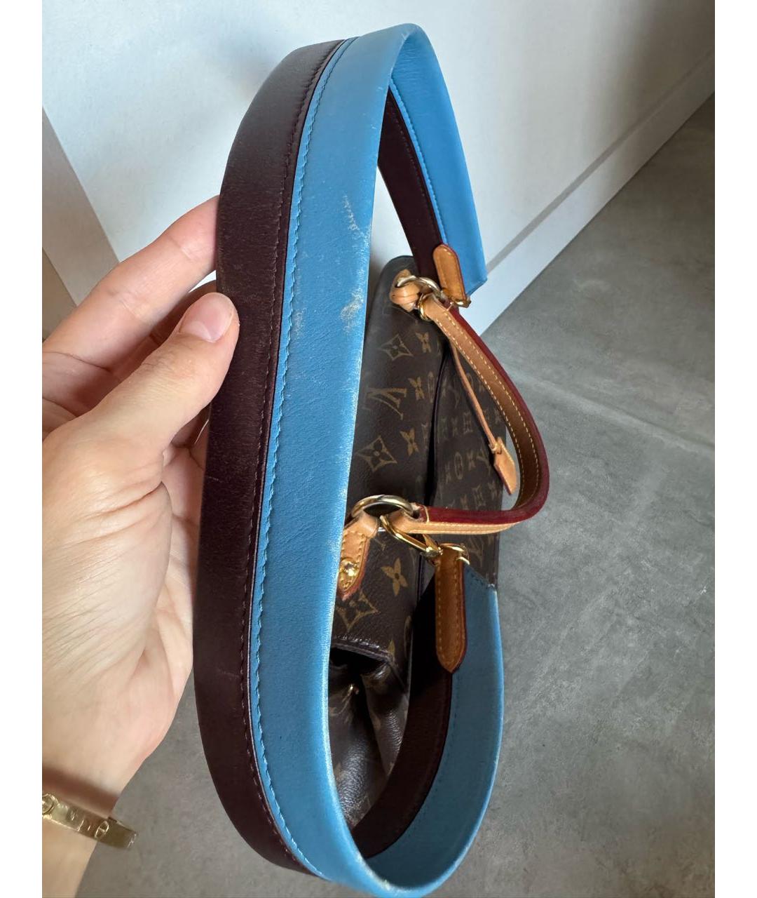 LOUIS VUITTON Коричневая кожаная сумка с короткими ручками, фото 6