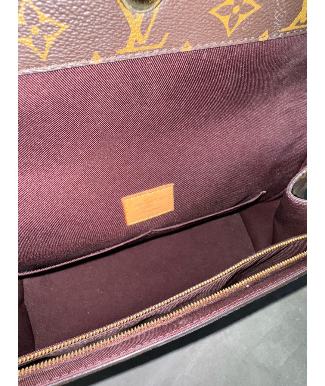 LOUIS VUITTON Коричневая кожаная сумка с короткими ручками, фото 4