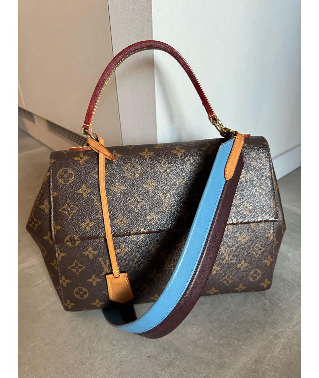 LOUIS VUITTON Коричневая кожаная сумка с короткими ручками, фото 9