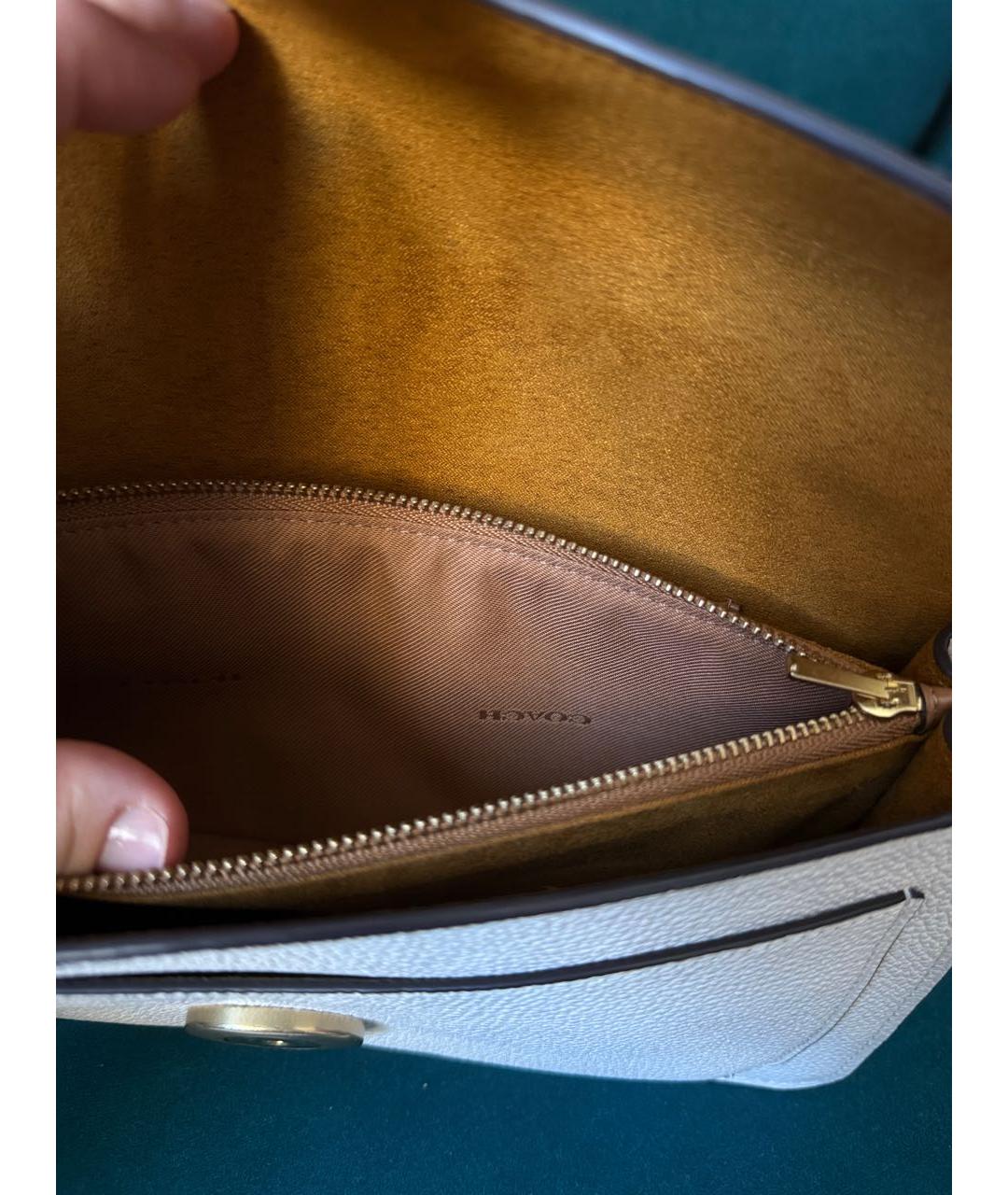 COACH Белая кожаная сумка через плечо, фото 4