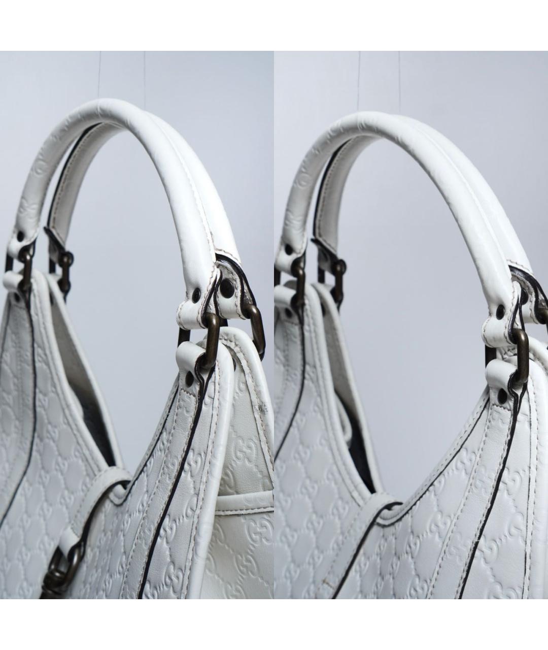 GUCCI Белая кожаная сумка с короткими ручками, фото 4