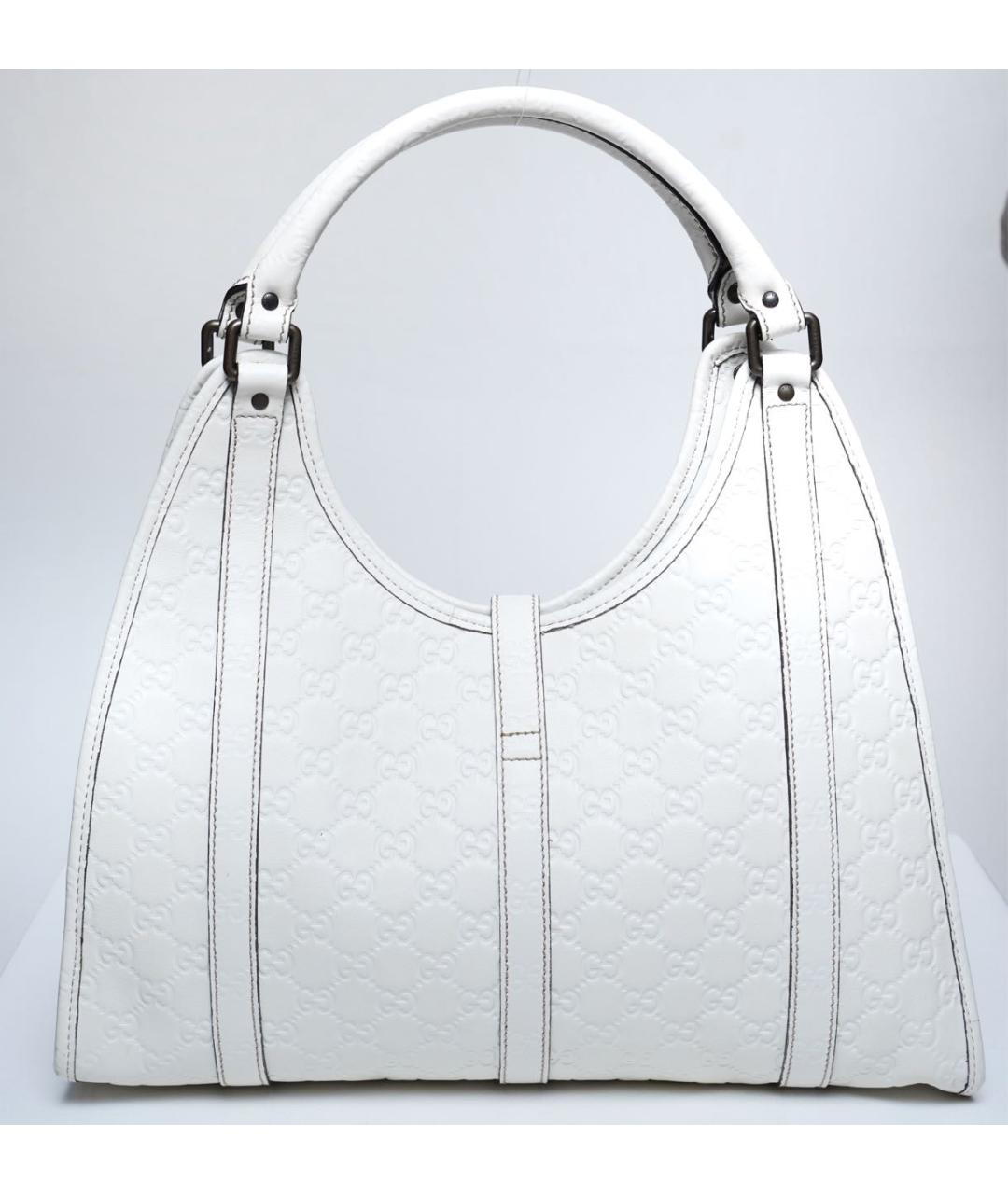 GUCCI Белая кожаная сумка с короткими ручками, фото 2