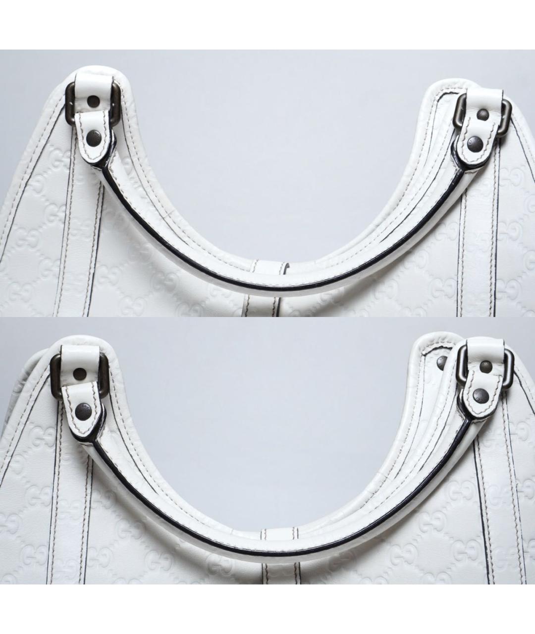 GUCCI Белая кожаная сумка с короткими ручками, фото 5