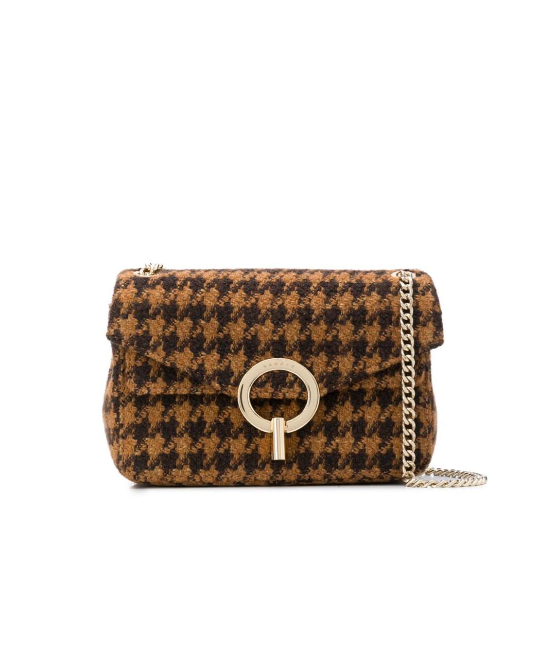 SANDRO Коричневая твидовая сумка через плечо, фото 6
