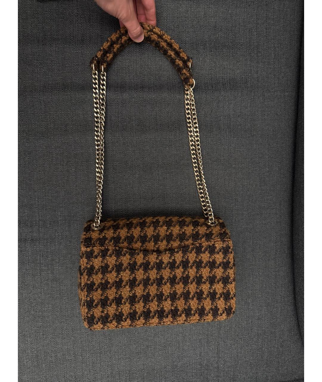 SANDRO Коричневая твидовая сумка через плечо, фото 5