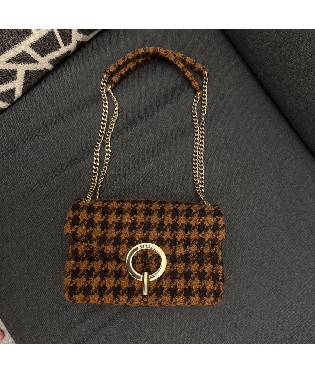 SANDRO Коричневая твидовая сумка через плечо, фото 2