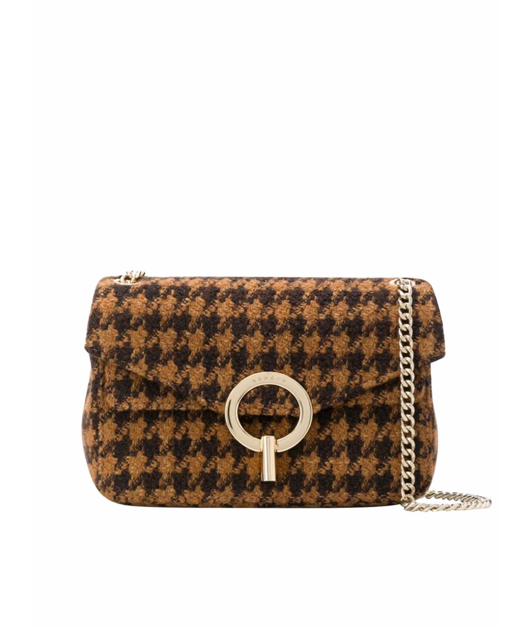 SANDRO Коричневая твидовая сумка через плечо, фото 1