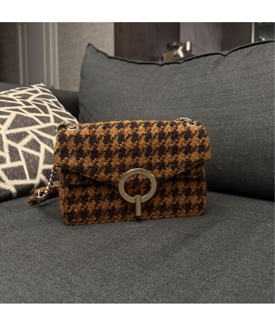 SANDRO Коричневая твидовая сумка через плечо, фото 3