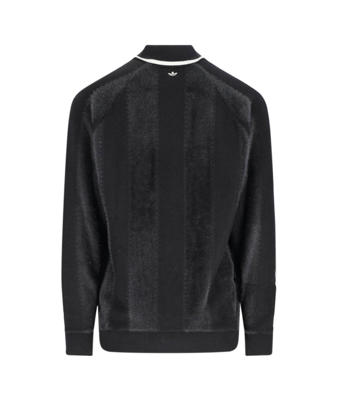 ADIDAS Черное хлопко-шерстяное поло с длинным рукавом, фото 2