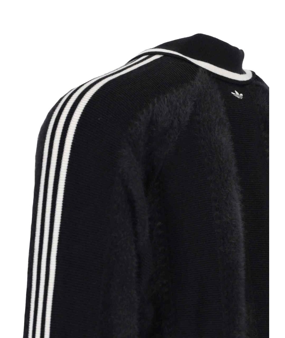 ADIDAS Черное хлопко-шерстяное поло с длинным рукавом, фото 3