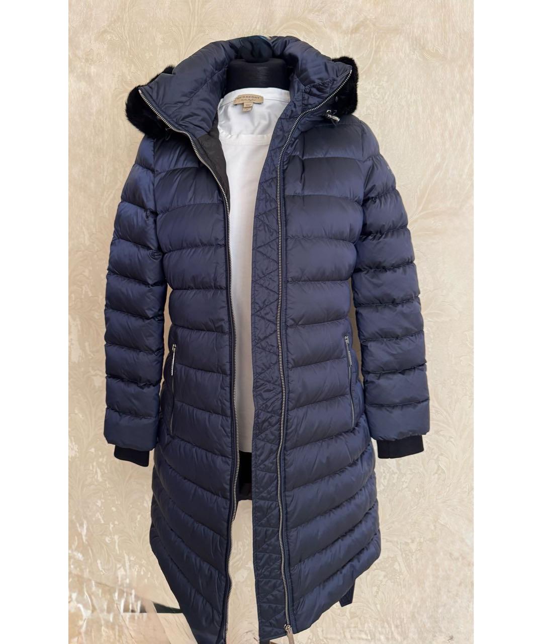 BURBERRY Темно-синий полиэстеровый пуховик, фото 8