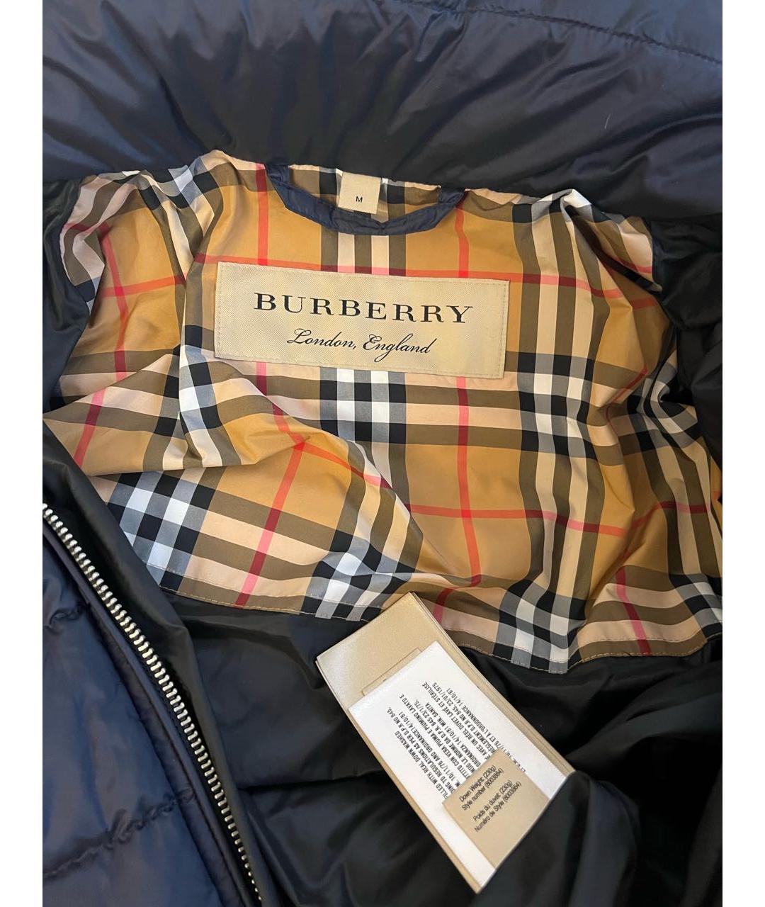 BURBERRY Темно-синий полиэстеровый пуховик, фото 7