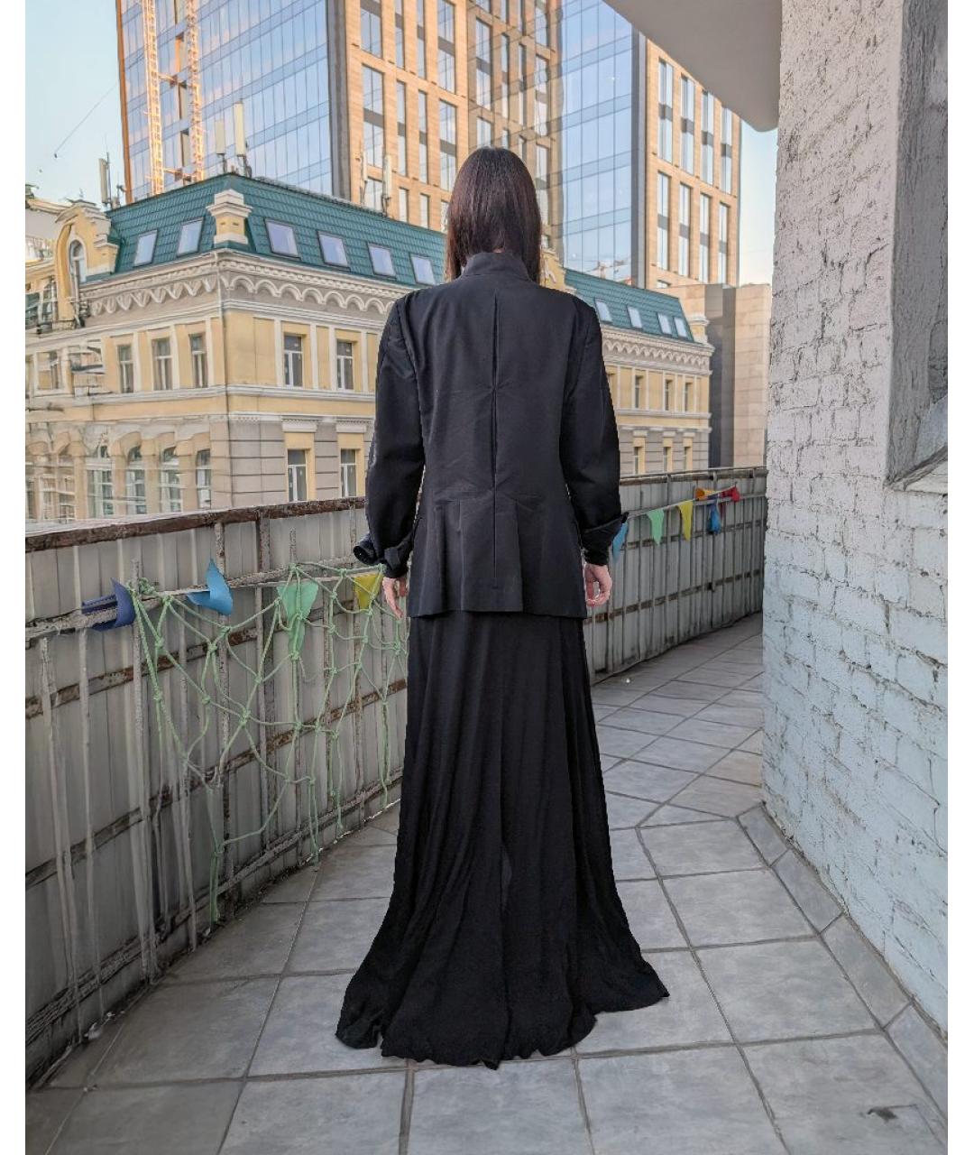 YOHJI YAMAMOTO Черная вискозная юбка макси, фото 6