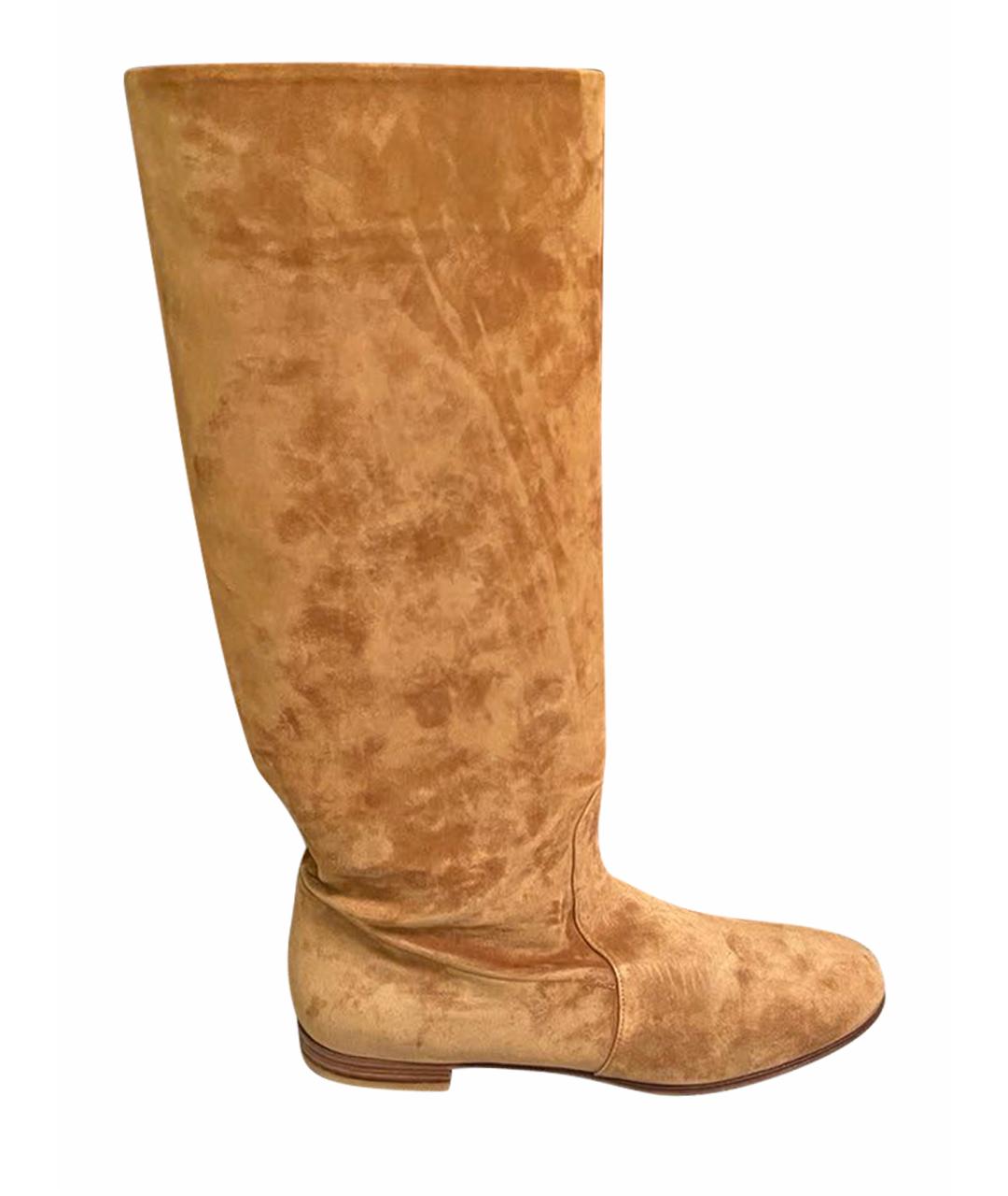GIANVITO ROSSI Горчичные замшевые сапоги, фото 1