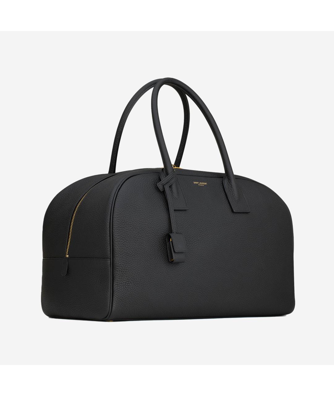 SAINT LAURENT Черная кожаная сумка тоут, фото 2