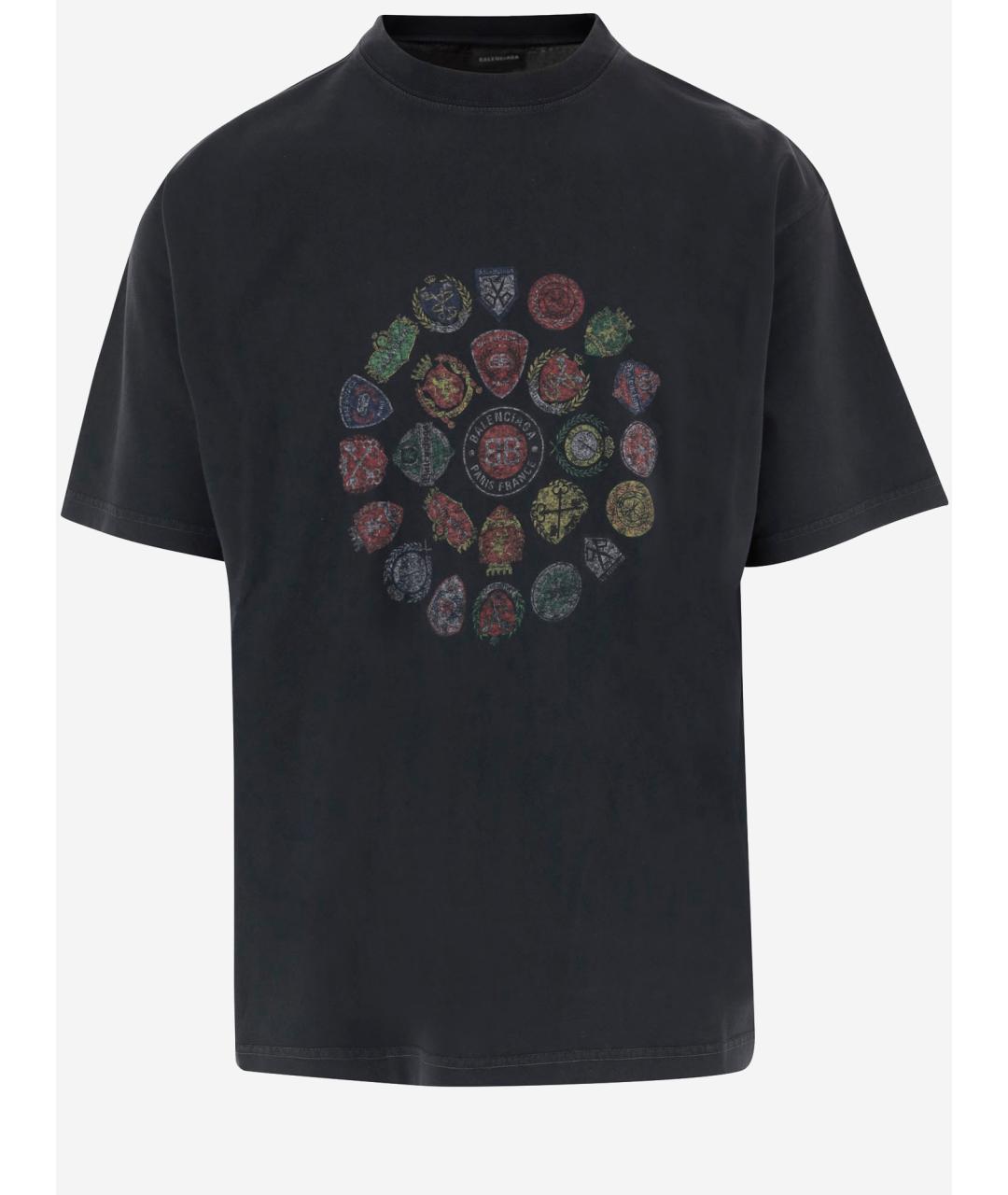 BALENCIAGA Черная хлопковая футболка, фото 4