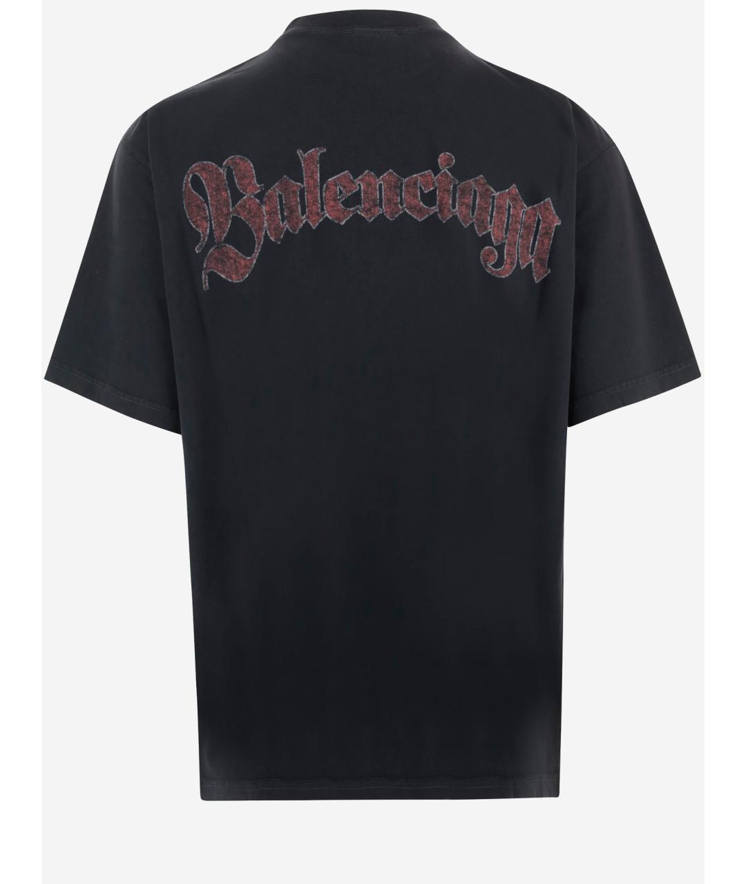 BALENCIAGA Черная хлопковая футболка, фото 2