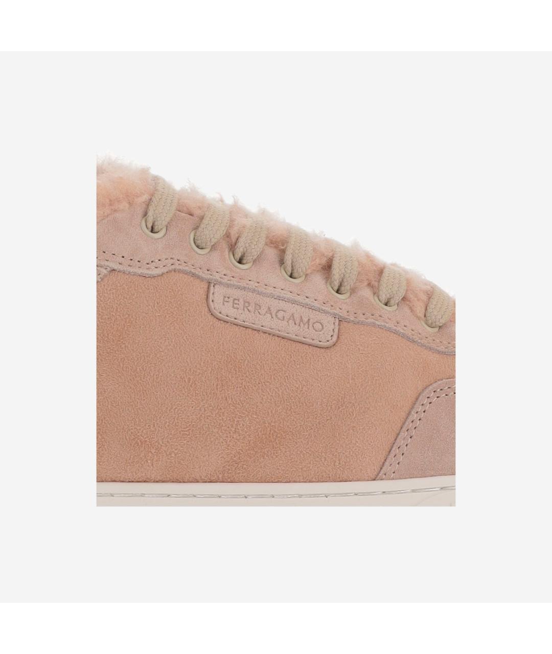 FERRAGAMO Коралловые замшевые кроссовки, фото 5