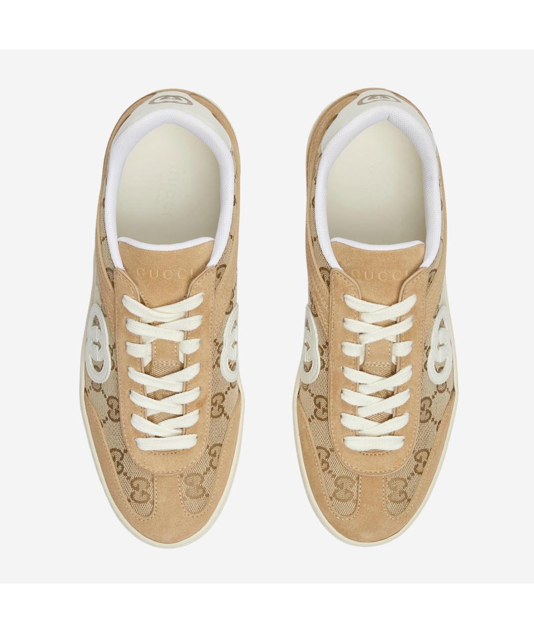 GUCCI Бежевые кожаные кроссовки, фото 4