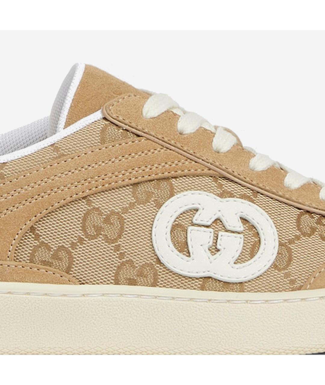 GUCCI Бежевые кожаные кроссовки, фото 5