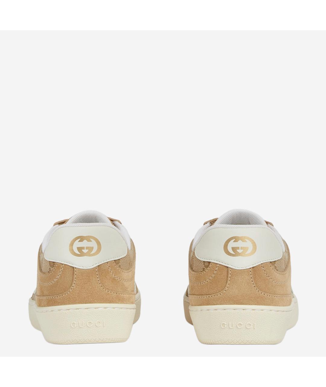 GUCCI Бежевые кожаные кроссовки, фото 3