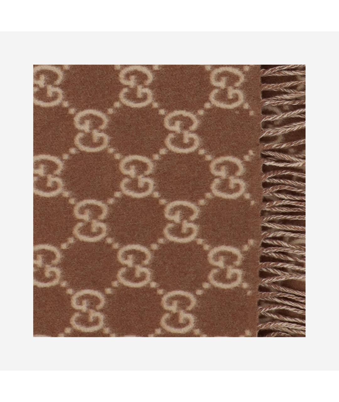 GUCCI Коричневый кашемировый шарф, фото 2