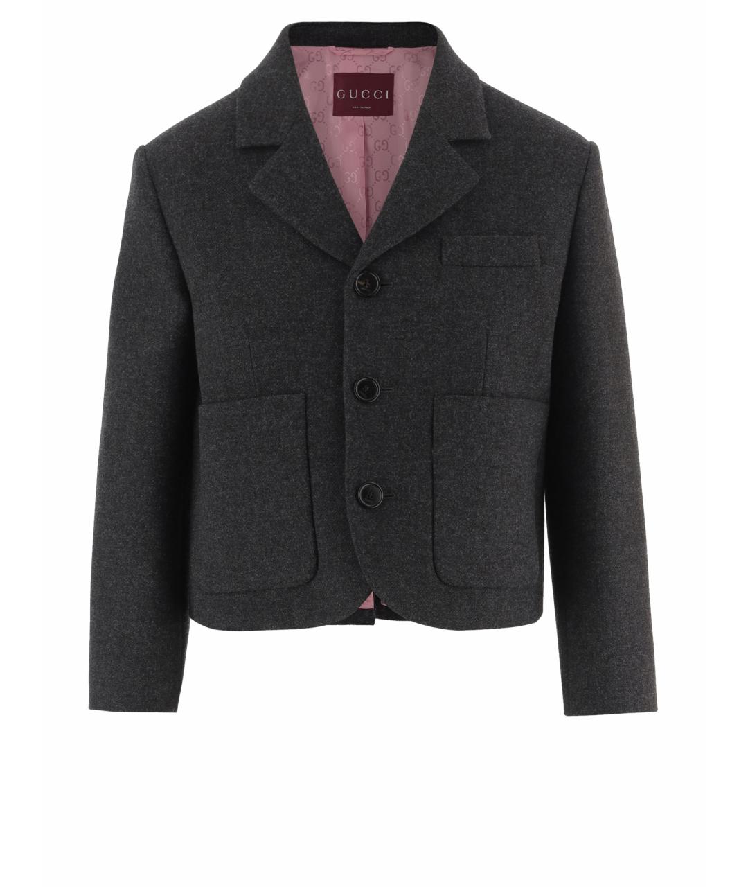 GUCCI Антрацитовый шерстяной жакет/пиджак, фото 1