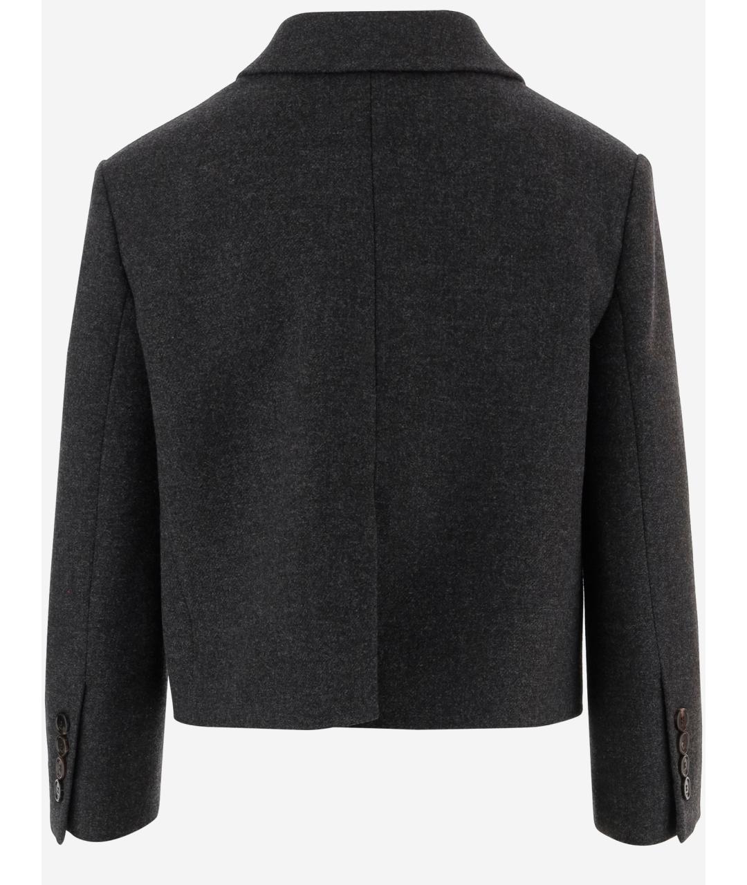 GUCCI Антрацитовый шерстяной жакет/пиджак, фото 2