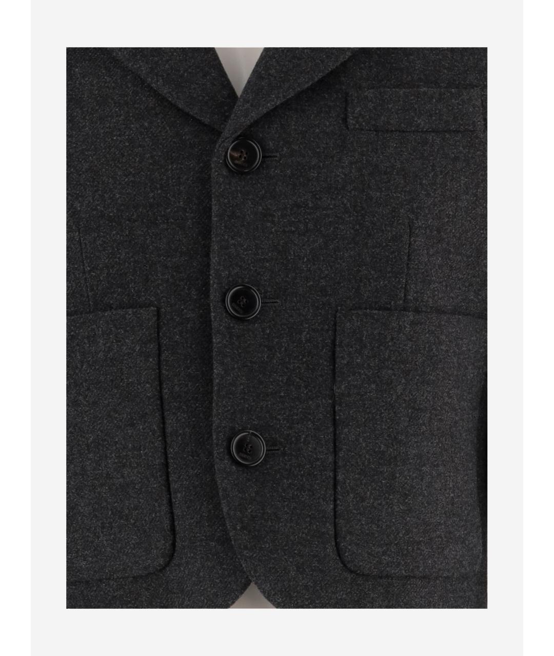 GUCCI Антрацитовый шерстяной жакет/пиджак, фото 3