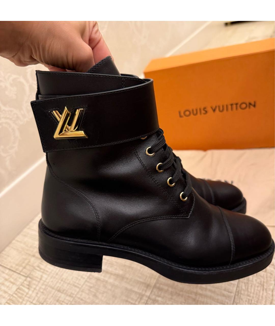 LOUIS VUITTON Черные кожаные ботинки, фото 5
