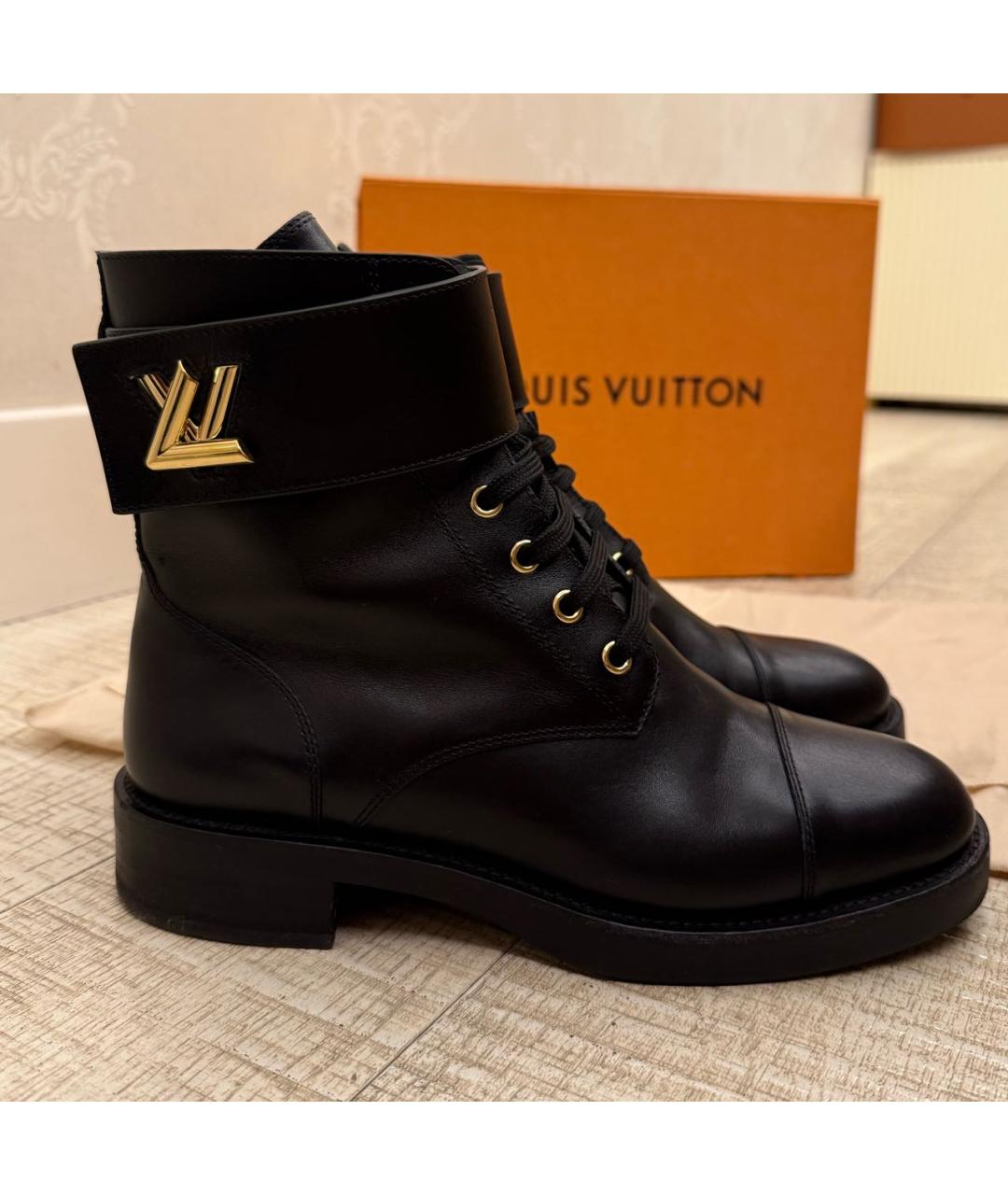 LOUIS VUITTON Черные кожаные ботинки, фото 7