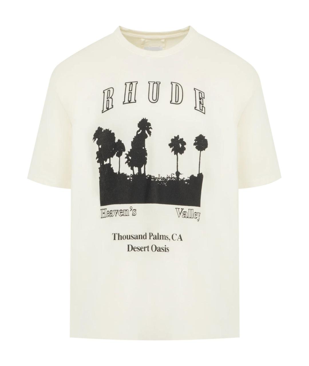 RHUDE Белая хлопковая футболка, фото 1