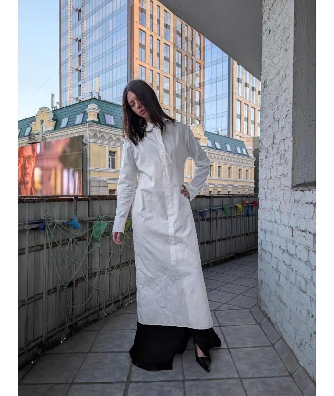 YOHJI YAMAMOTO Белое хлопковое повседневное платье, фото 7