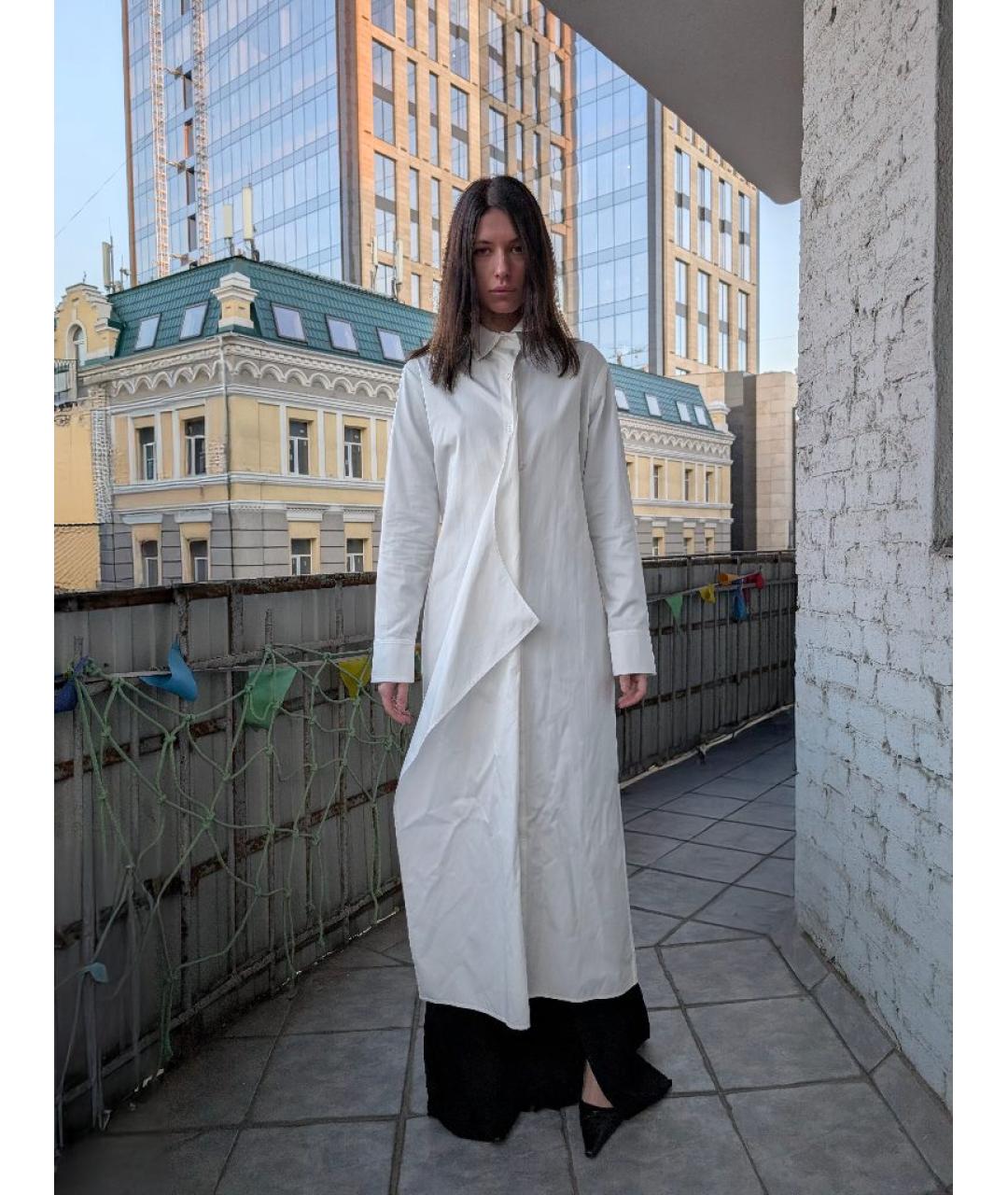 YOHJI YAMAMOTO Белое хлопковое повседневное платье, фото 5