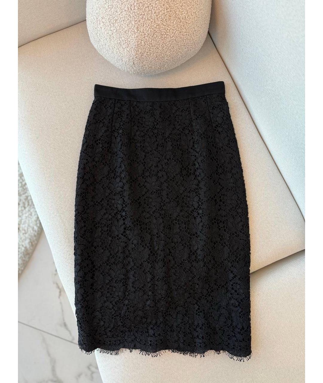 DOLCE&GABBANA Черная кружевная юбка мини, фото 7