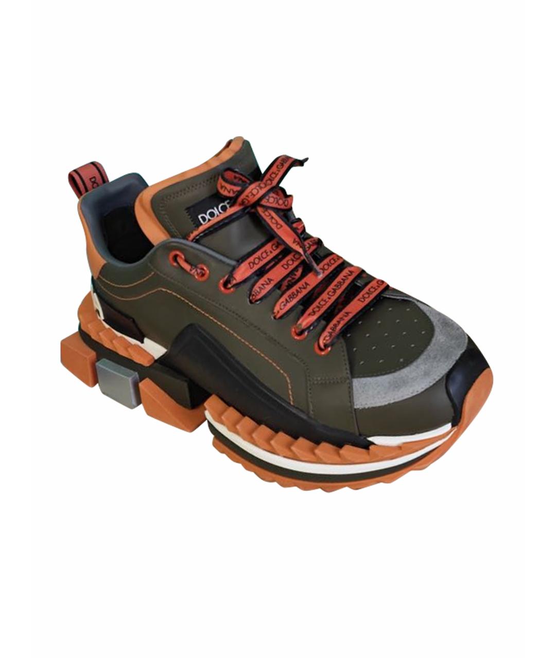 DOLCE&GABBANA Хаки кожаные высокие кроссовки / кеды, фото 1