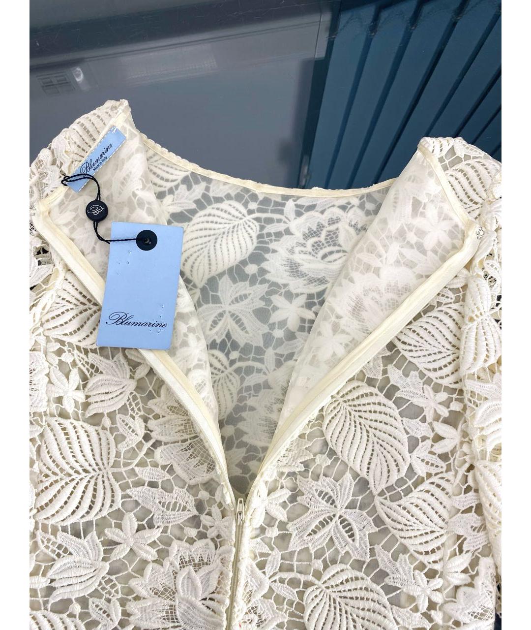 BLUMARINE Белое хлопковое коктейльное платье, фото 3