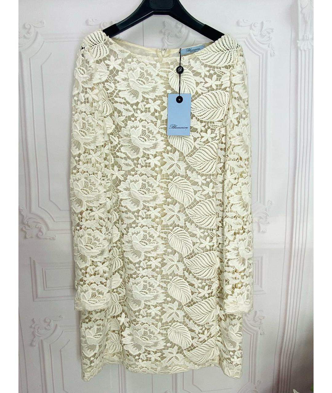 BLUMARINE Белое хлопковое коктейльное платье, фото 8