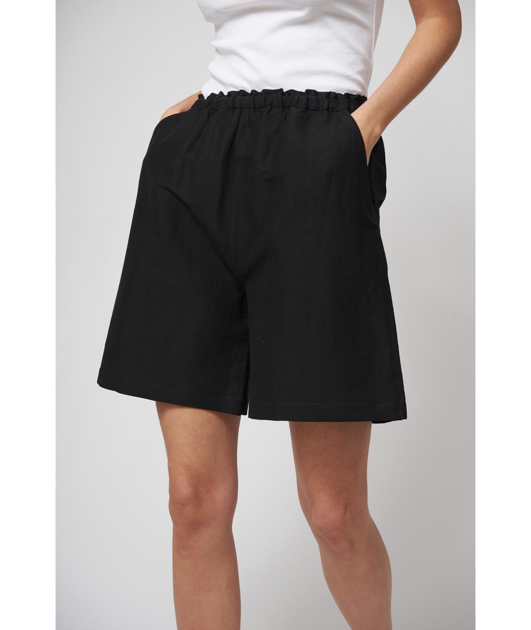 TOTEME Черные льняные шорты, фото 3