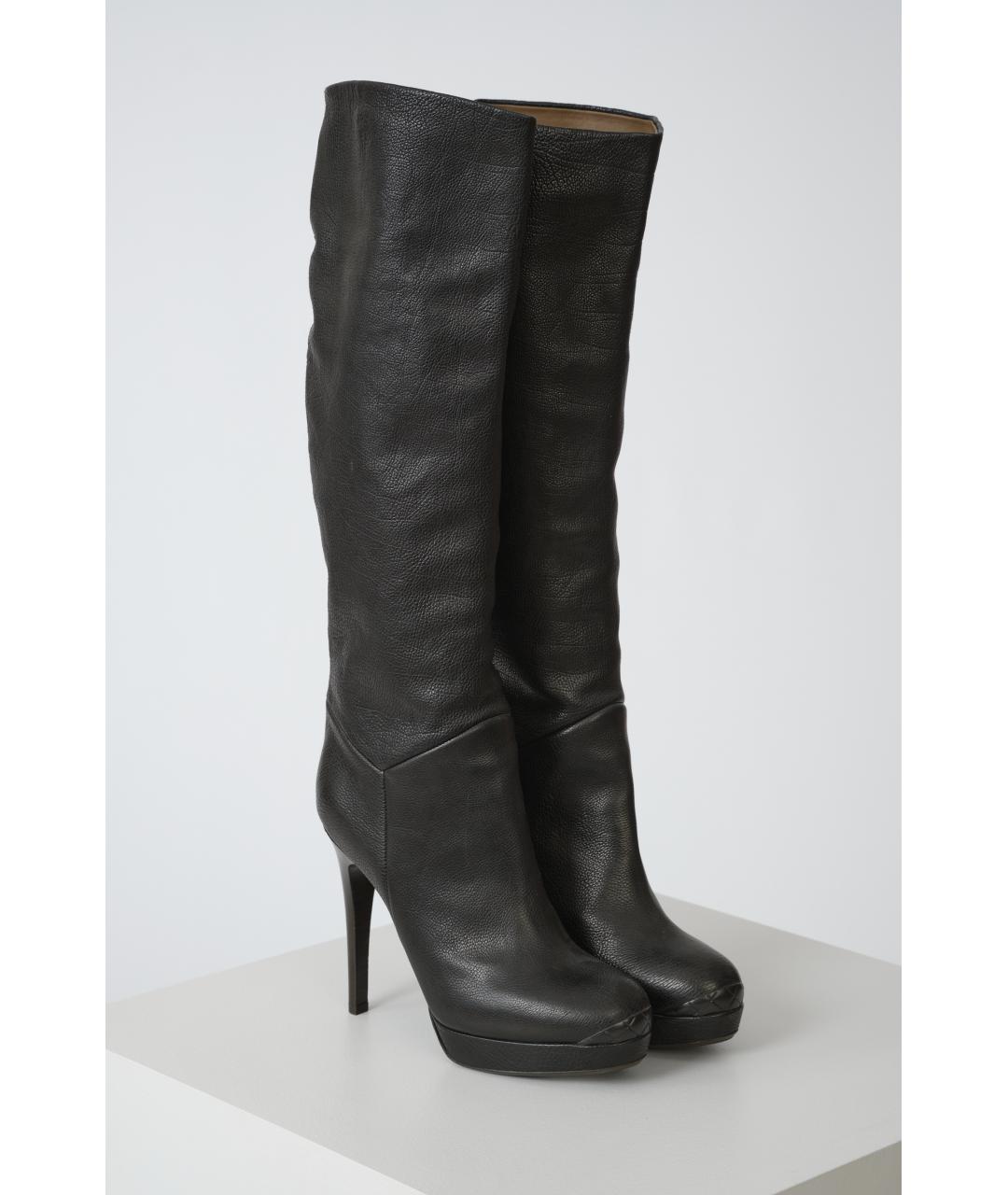 BOTTEGA VENETA Черные кожаные ботфорты, фото 2